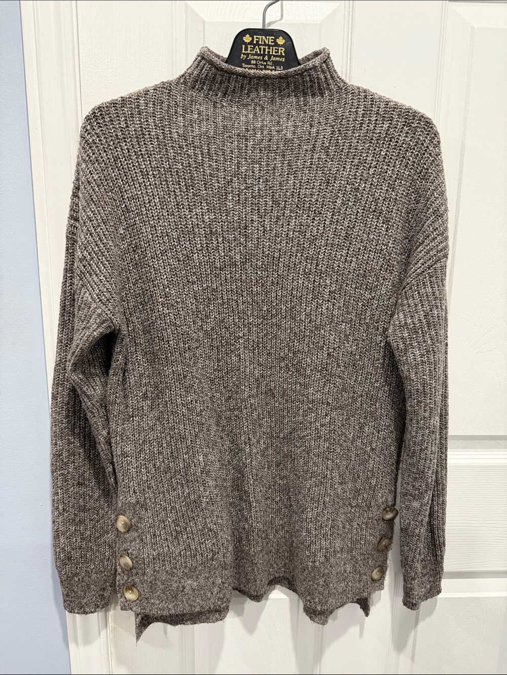 Ricki's Brown Mock Neck Button-Side Knit Sweater